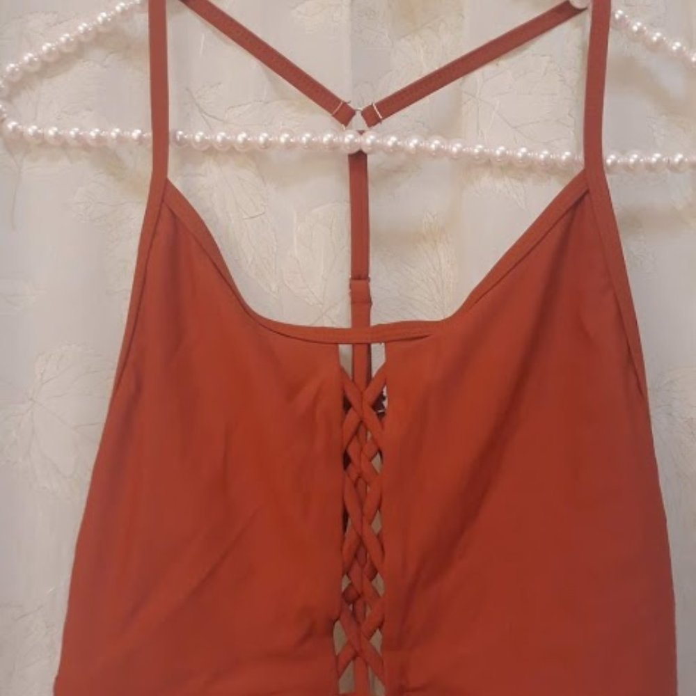 Xhilaration Burnt Orange One Piece Bathing Suit - Picture 3 of 6